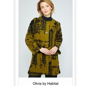Olivia by Habitat Women's Black/Olive car coat in lightweight nutria. NWT $80 Sm